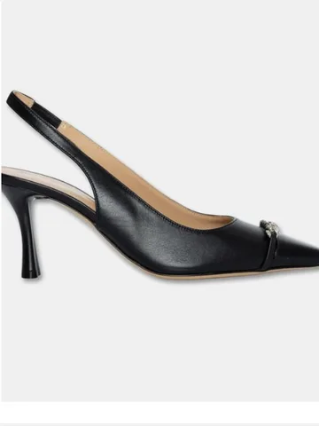 Black slingback heel with metal detail
